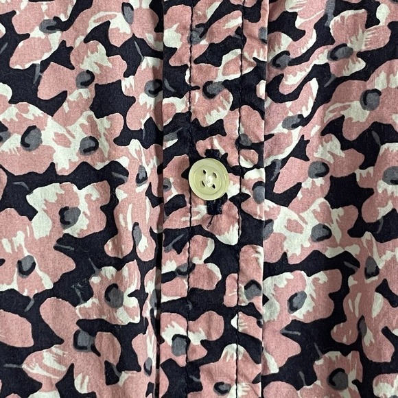 Talbots Woman 22W Pink Black White Floral Button Down Long Sleeve Shirt - Picture 3 of 7